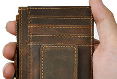 Leather Mens Wallet Cool Slim Front Pocket Wallet Money Clip for Men - imessengerbags