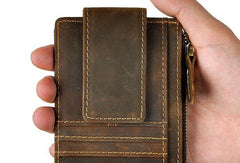 Leather Mens Wallet Cool Slim Front Pocket Wallet Money Clip for Men - imessengerbags