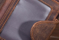 Leather Mens Wallet billfold Zipper Bifold Wallet Vintage Wallet for Men - imessengerbags