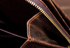 Leather Mens Wallet billfold Zipper Bifold Wallet Vintage Wallet for Men - imessengerbags