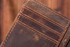 Leather Mens Wallet billfold Zipper Bifold Wallet Vintage Wallet for Men - imessengerbags
