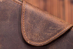 Leather Mens Wallet billfold Zipper Bifold Wallet Vintage Wallet for Men - imessengerbags
