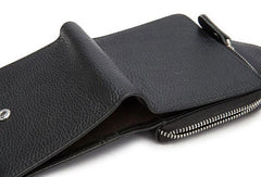 Leather Mens Wallet billfold Zipper Bifold Wallet Vintage Wallet for Men - imessengerbags