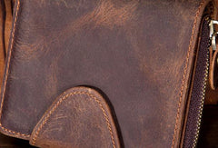 Leather Mens Wallet billfold Zipper Bifold Wallet Vintage Wallet for Men - imessengerbags