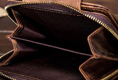Leather Mens Wallet billfold Zipper Bifold Wallet Vintage Wallet for Men - imessengerbags