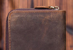 Leather Mens Wallet billfold Zipper Bifold Wallet Vintage Wallet for Men - imessengerbags
