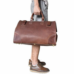 Cool Leather Mens Large Weekender Bag Vintage Travel Bag Duffle Bag for Men