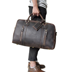 Vintage Leather Mens Weekender Bag Vintage Cool Travel Bag Duffle Bag for Men