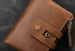 Cool Leather Mens Zip Wallet billfold Slim Bifold Wallet Card Wallet for Men - imessengerbags