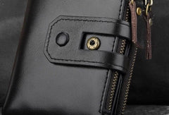 Cool Leather Mens Zip Wallet billfold Slim Bifold Wallet Card Wallet for Men - imessengerbags