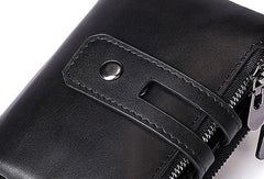 Cool Leather Mens Zip Wallet billfold Slim Bifold Wallet Card Wallet for Men - imessengerbags
