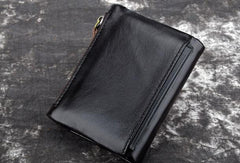 Cool Leather Mens Zip Wallet billfold Slim Bifold Wallet Card Wallet for Men - imessengerbags