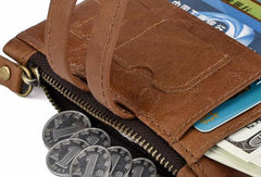 Cool Leather Mens Zip Wallet billfold Slim Bifold Wallet Card Wallet for Men - imessengerbags