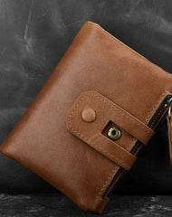Cool Leather Mens Zip Wallet billfold Slim Bifold Wallet Card Wallet for Men - imessengerbags