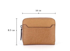 Leather Mens Zipper Front Pocket Wallet Card Wallet Slim Small Change Wallet for Men