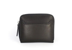 Leather Mens Zipper Front Pocket Wallet Card Wallet Slim Small Change Wallet for Men