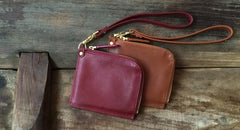 Leather Mens Zipper Small Wallet Wristlet Wallet Clutch Wallet Small Wallet for Men - imessengerbags