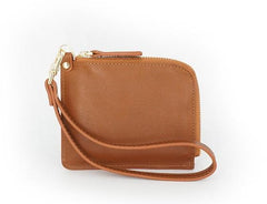 Leather Mens Zipper Small Wallet Wristlet Wallet Clutch Wallet Small Wallet for Men - imessengerbags
