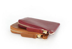 Leather Mens Zipper Small Wallet Wristlet Wallet Clutch Wallet Small Wallet for Men - imessengerbags