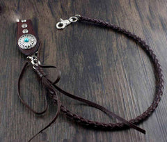 Cool Leather Mens Braided Wallet Chain Pants Chain with Belt Loop for Men - imessengerbags