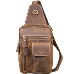 Leather Sling Bag for Men Crossbody Bag Chest Bag for men