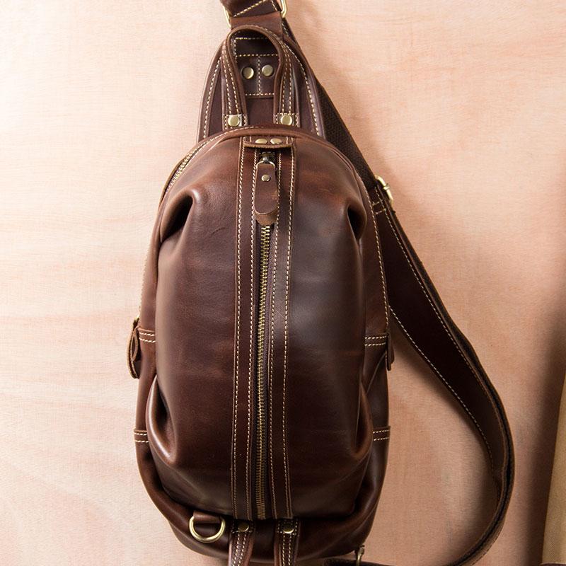 Leather Sling Bag for Men Crossbody Sling Bag Chest Bag for men - imessengerbags