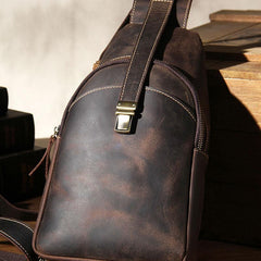 Leather Sling Bag for Men Crossbody Sling Bag Chest Bag for men