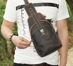 Leather Sling Bag for Men Crossbody Sling Bag Chest Bag for men