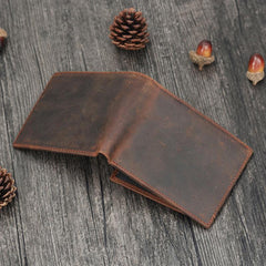 Leather Small Mens Wallet Bifold Vintage Trifold billfold Wallet for Men - imessengerbags