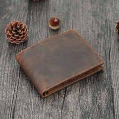 Leather Small Mens Wallet Bifold Vintage Trifold billfold Wallet for Men - imessengerbags