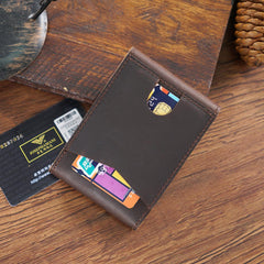 Leather Small Mens Wallet Zipper billfold Front Pocket Wallet Driver's License Card Wallet for Men - imessengerbags