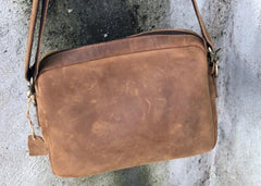 Leather Small Messenger Bag for men Vintage Handbag Shoulder Bag for men