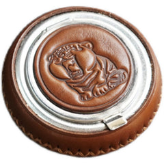 Black Leather&Stainless Steel Portable Ashtray Travel Mens Ashtray Pocket Cute Around Ashtray for Men