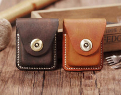 Handmade Light Brown  Leather Mens Zippo Lighter Case With Belt Loop Zippo  Standard Lighter Holders For Men