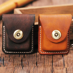 Handmade Light Brown  Leather Mens Zippo Lighter Case With Belt Loop Zippo  Standard Lighter Holders For Men