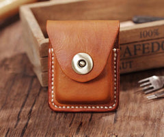 Handmade Light Brown  Leather Mens Zippo Lighter Case With Belt Loop Zippo  Standard Lighter Holders For Men