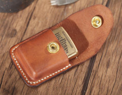 Cool Brown Leather Mens Zippo Lighter Case Holster Standard Zippo Lighter Holder with Belt Clip For Men - imessengerbags