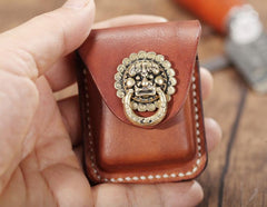 Cool Brown Leather Mens Zippo Lighter Case Holster Standard Zippo Lighter Holder with Belt Clip For Men - imessengerbags