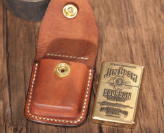 Cool Brown Leather Mens Zippo Lighter Case Holster Standard Zippo Lighter Holder with Belt Clip For Men