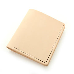 Light Beige Handmade Mens Bifold Leather Small Wallets billfold Card Wallet for Men