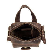 Casual Brown Leather Small Side Bags Waist Bag Belt Pouch Messenger Bag Courier Bag for Men