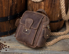 Casual Brown Leather Small Side Bags Waist Bag Belt Pouch Messenger Bag Courier Bag for Men - imessengerbags