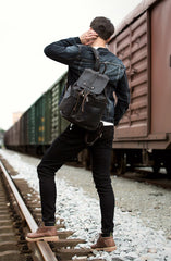 Light Brown Casual Mens Leather 15-inch Computer Backpack Dark Brown Travel Backpacks School Backpacks for men