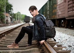 Light Brown Casual Mens Leather 15-inch Computer Backpack Dark Brown Travel Backpacks School Backpacks for men - imessengerbags