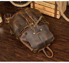 Light Brown Casual Mens Leather 15-inch Computer Backpack Dark Brown Travel Backpacks School Backpacks for men - imessengerbags