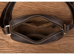 Coffee Cool Leather Side Bag Small Postman Bag Messenger Bag Courier Bag for Men