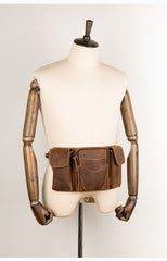 Cool Brown Leather Mens Fanny Pack Tool Waist Bags Hip Pack Belt Bag Bumbags for Men