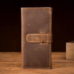 Cool Light Brown Mens Bifold Long Wallet Mutlicard Wallet Slim Long Wallet for Men - imessengerbags
