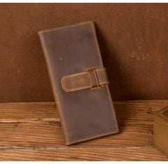Cool Light Brown Mens Bifold Long Wallet Mutlicard Wallet Slim Long Wallet for Men - imessengerbags
