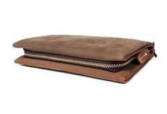 Light Brown Cool Mens long Wallet Wristlet Wallet Clutch Wallet Dark Brown Long Wallets for Men - imessengerbags